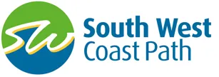 Logo of South West Coast Path with stylized "sw" in a green and blue circle. St Georges Perranporth